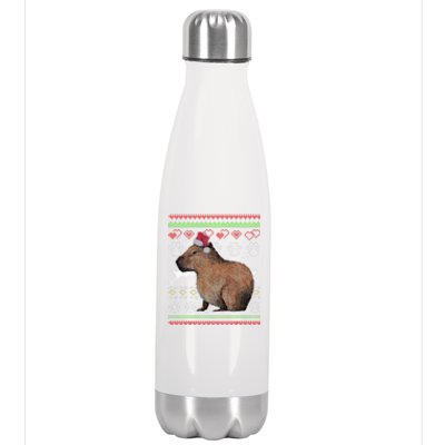 Capybara Santacool Giftclaus Ugly Christmas Sweater Holiday Lover Gift Stainless Steel Insulated Water Bottle