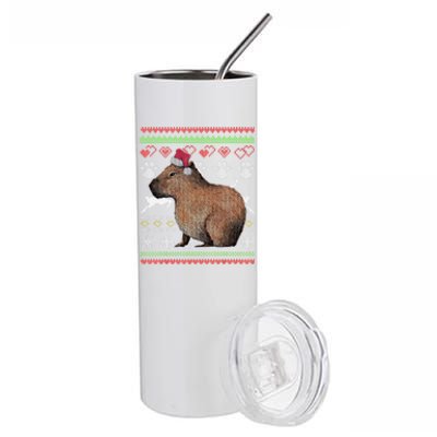 Capybara Santacool Giftclaus Ugly Christmas Sweater Holiday Lover Gift Stainless Steel Tumbler