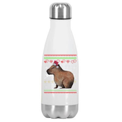 Capybara Santacool Giftclaus Ugly Christmas Sweater Holiday Lover Gift Stainless Steel Insulated Water Bottle