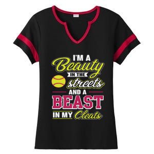 Cute Softball Gift For Softball Players Ladies Halftime Notch Neck Tee