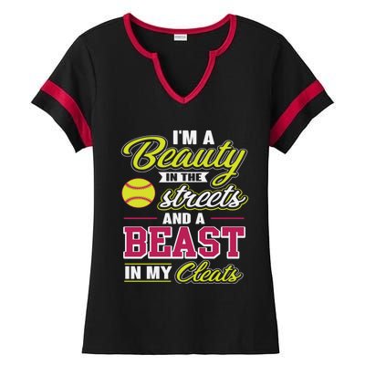 Cute Softball Gift For Softball Players Ladies Halftime Notch Neck Tee