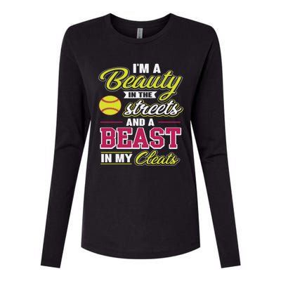 Cute Softball Gift For Softball Players Womens Cotton Relaxed Long Sleeve T-Shirt