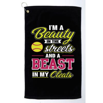 Cute Softball Gift For Softball Players Platinum Collection Golf Towel