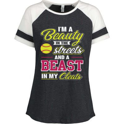 Cute Softball Gift For Softball Players Enza Ladies Jersey Colorblock Tee