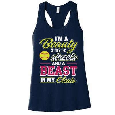 Cute Softball Gift For Softball Players Women's Racerback Tank