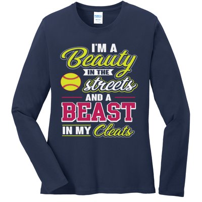 Cute Softball Gift For Softball Players Ladies Long Sleeve Shirt