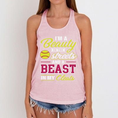 Cute Softball Gift For Softball Players Women's Knotted Racerback Tank