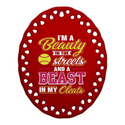 Cute Softball Gift For Softball Players Ceramic Oval Ornament