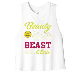 Cute Softball Gift For Softball Players Women's Racerback Cropped Tank