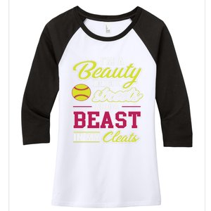 Cute Softball Gift For Softball Players Women's Tri-Blend 3/4-Sleeve Raglan Shirt