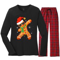 Christmas Shirts Gingerbread Xmas Lights Women's Long Sleeve Flannel Pajama Set 