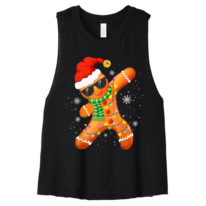 Christmas Shirts Gingerbread Xmas Lights Women's Racerback Cropped Tank