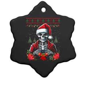 Christmas Skeleton Gamer Video Gaming Gift Ceramic Star Ornament