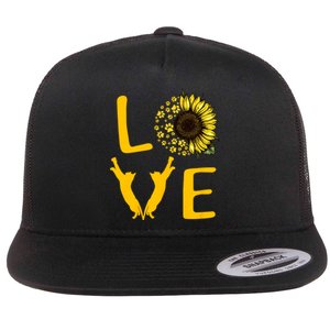 Cat Sunflower Gifts For Cat Lovers Cat Mom Flat Bill Trucker Hat