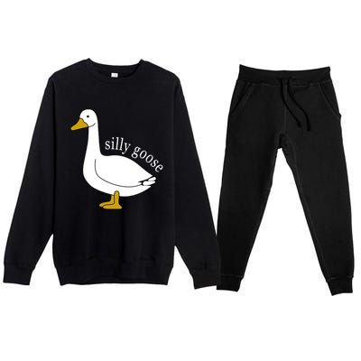 Cute Silly Goose Ugly Xmas Funny Goose Trendy Premium Crewneck Sweatsuit Set