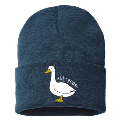 Cute Silly Goose Ugly Xmas Funny Goose Trendy Sustainable Knit Beanie