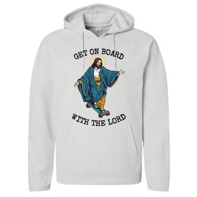 Christ Skateboarding Get On Board With The Lord Jesus Skate Performance Fleece Hoodie