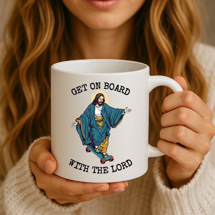 Christ Skateboarding Get On Board With The Lord Jesus Skate Mug