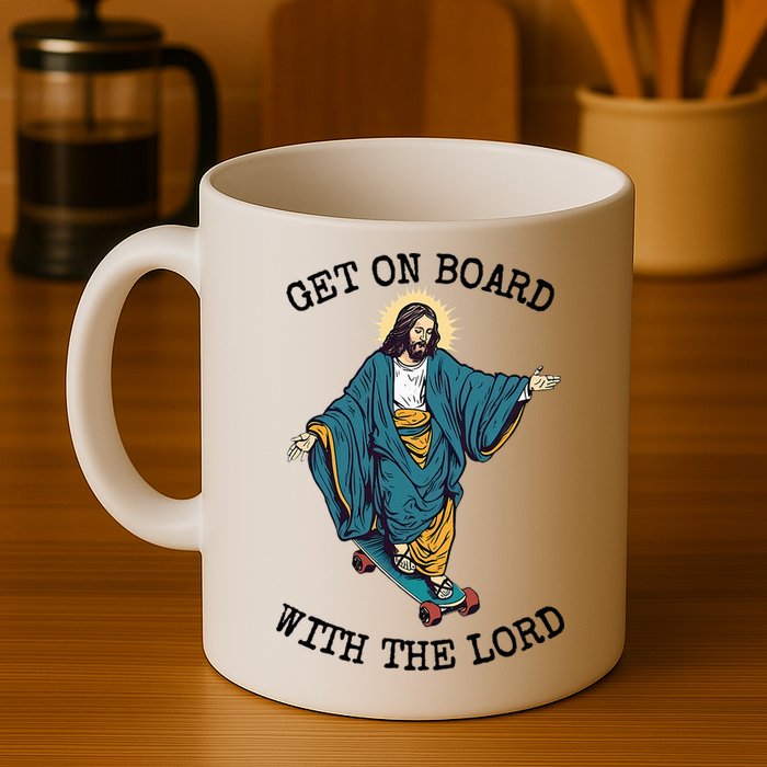 Christ Skateboarding Get On Board With The Lord Jesus Skate Mug