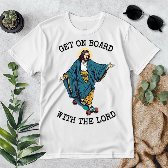 Christ Skateboarding Get On Board With The Lord Jesus Skate Premium T-Shirt