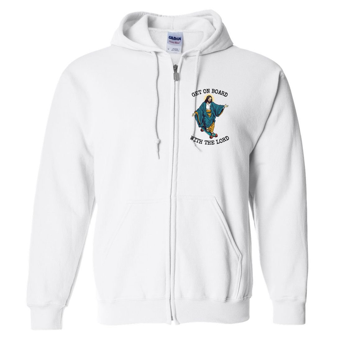 Christ Skateboarding Get On Board With The Lord Jesus Skate Full Zip Hoodie
