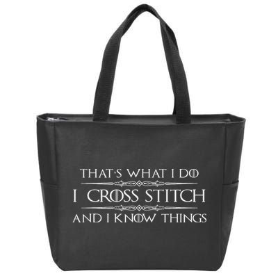 Cross Stitching Gifts I Cross Stitch & I Know Things Funny Zip Tote Bag