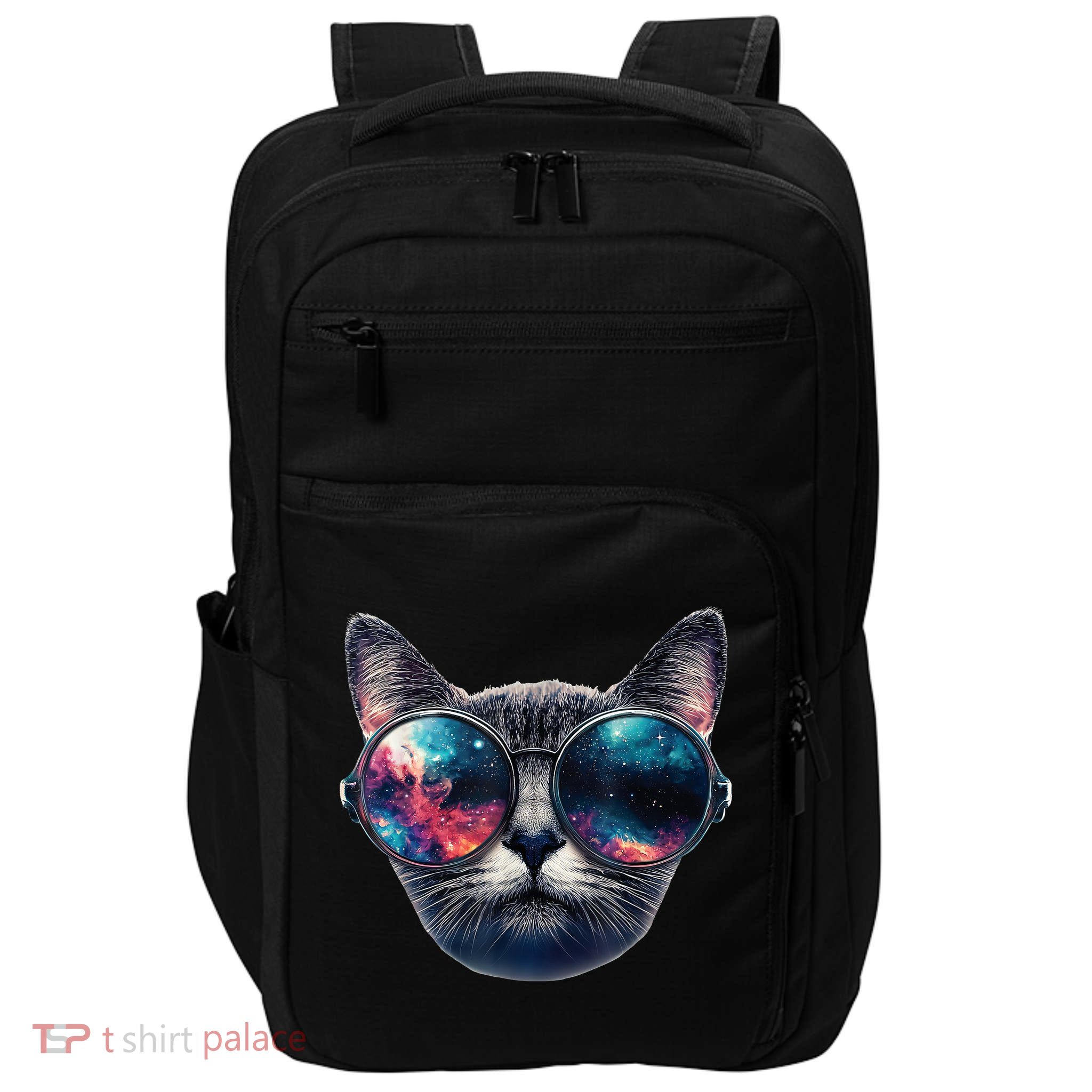 Cat Space Glasses Sunglasses Universe Meme Funny Graphic  Impact Tech Backpack