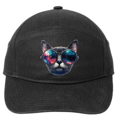 Cat Space Glasses Sunglasses Universe Meme Funny Graphic  7-Panel Snapback Hat