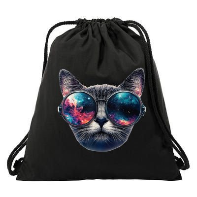 Cat Space Glasses Sunglasses Universe Meme Funny Graphic  Drawstring Bag