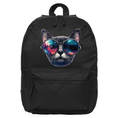 Cat Space Glasses Sunglasses Universe Meme Funny Graphic  16 in Basic Backpack