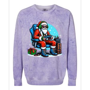 Christmas Santa Gamer Xmas Funny Video Gaming Christmas Colorblast Crewneck Sweatshirt