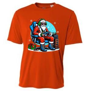 Christmas Santa Gamer Xmas Funny Video Gaming Christmas Cooling Performance Crew T-Shirt