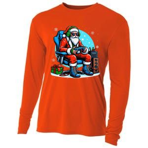 Christmas Santa Gamer Xmas Funny Video Gaming Christmas Cooling Performance Long Sleeve Crew