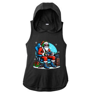 Christmas Santa Gamer Xmas Funny Video Gaming Christmas Ladies PosiCharge Tri-Blend Wicking Draft Hoodie Tank