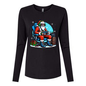 Christmas Santa Gamer Xmas Funny Video Gaming Christmas Womens Cotton Relaxed Long Sleeve T-Shirt