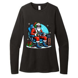 Christmas Santa Gamer Xmas Funny Video Gaming Christmas Womens CVC Long Sleeve Shirt