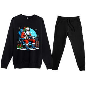 Christmas Santa Gamer Xmas Funny Video Gaming Christmas Premium Crewneck Sweatsuit Set