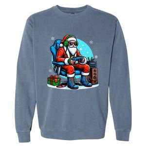 Christmas Santa Gamer Xmas Funny Video Gaming Christmas Garment-Dyed Sweatshirt