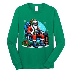 Christmas Santa Gamer Xmas Funny Video Gaming Christmas Long Sleeve Shirt