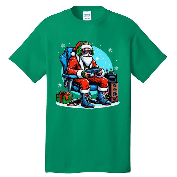 Christmas Santa Gamer Xmas Funny Video Gaming Christmas Tall T-Shirt