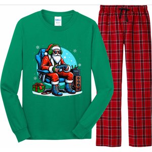 Christmas Santa Gamer Xmas Funny Video Gaming Christmas Long Sleeve Pajama Set