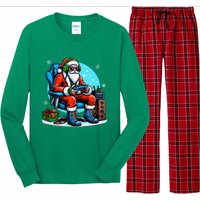 Christmas Santa Gamer Xmas Funny Video Gaming Christmas Long Sleeve Pajama Set