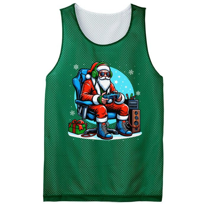 Christmas Santa Gamer Xmas Funny Video Gaming Christmas Mesh Reversible Basketball Jersey Tank