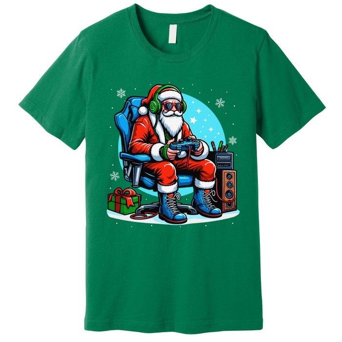 Christmas Santa Gamer Xmas Funny Video Gaming Christmas Premium T-Shirt