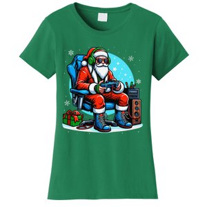 Christmas Santa Gamer Xmas Funny Video Gaming Christmas Women's T-Shirt