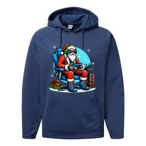 Christmas Santa Gamer Xmas Funny Video Gaming Christmas Performance Fleece Hoodie