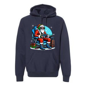 Christmas Santa Gamer Xmas Funny Video Gaming Christmas Premium Hoodie