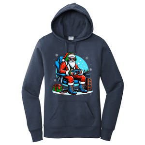 Christmas Santa Gamer Xmas Funny Video Gaming Christmas Women's Pullover Hoodie