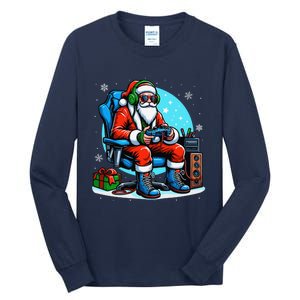 Christmas Santa Gamer Xmas Funny Video Gaming Christmas Tall Long Sleeve T-Shirt