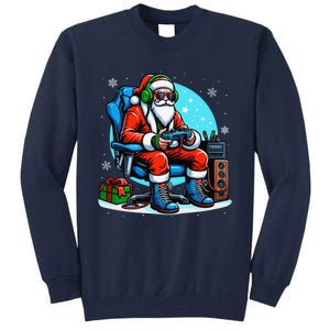 Christmas Santa Gamer Xmas Funny Video Gaming Christmas Tall Sweatshirt